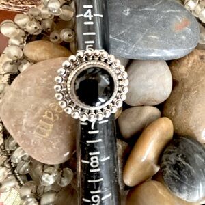 Gorgeous Artisan Handcrafted Boho Sterling Silver925 Black Onyx Flower Ring SZ 6